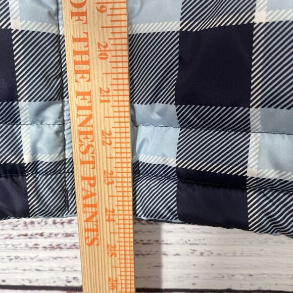 Land's End Puffer Blue Plaid Down Feather Insulated Full Zip Vest L/P 14/16 - Picture 10 of 10